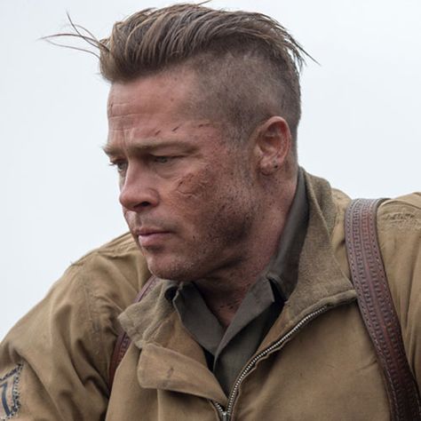 Brad Pitt, from the movie Fury, with an undercut hairstyle.