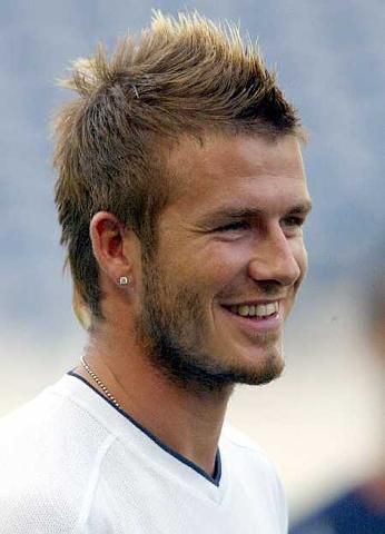 Soccer player David Beckham with spiky hair.