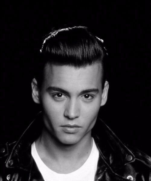 Johnny Depp with a pompadour hairstyle.