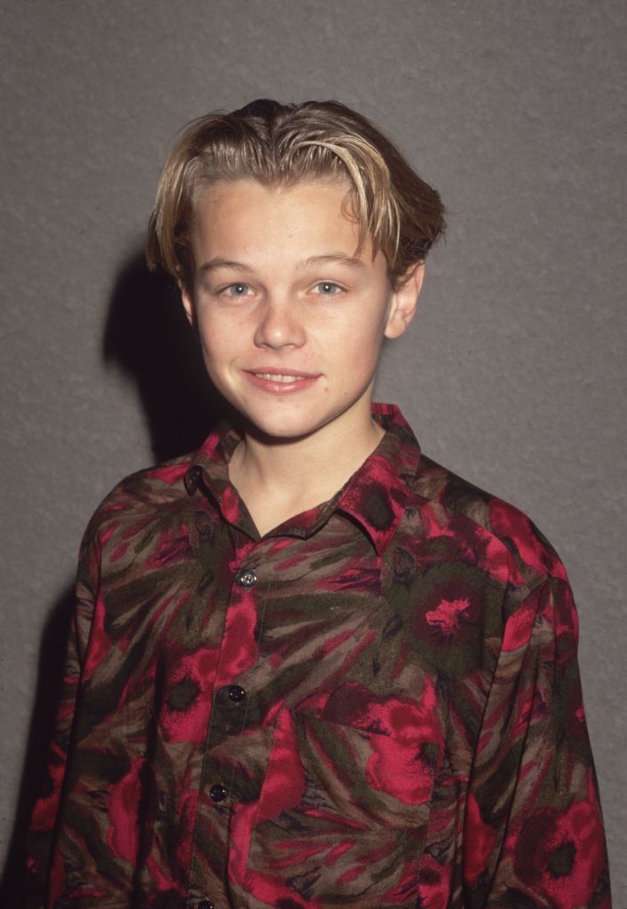 Leonardo DiCaprio with his famous 90's curtains style haircut.